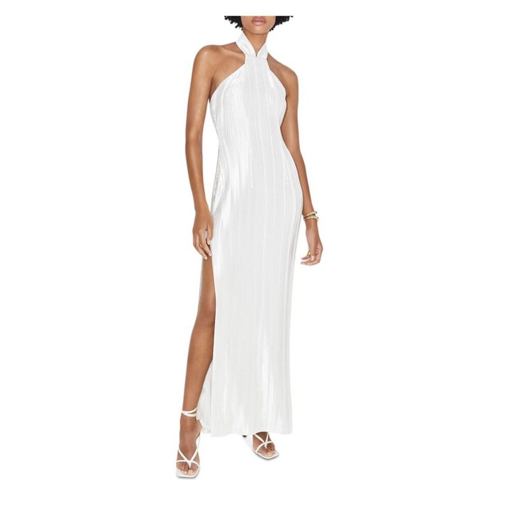 GALVAN LONDON Womens White Thigh-high Side Slit Lined Sleeveless Sheath Dress 2